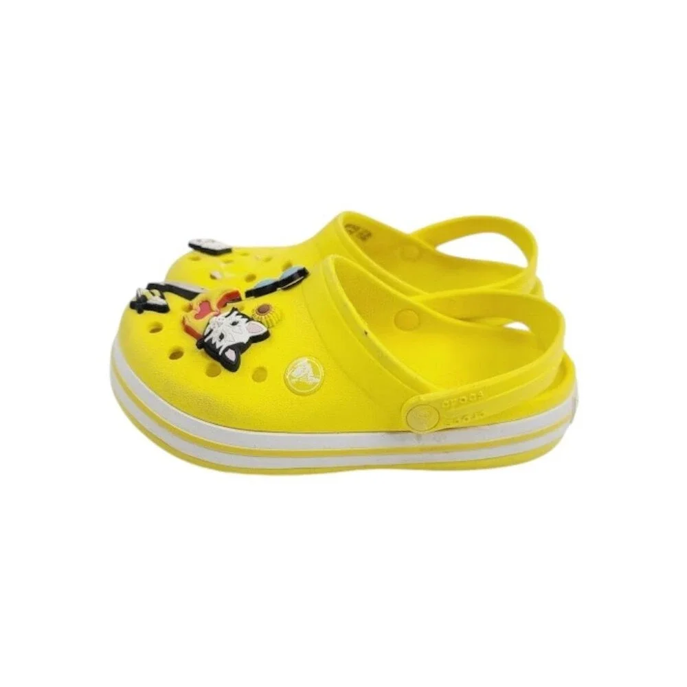 Crocs Girl's Yellow Meow Studs Adjustable‎ Slip-On Casual Clogs Size 13